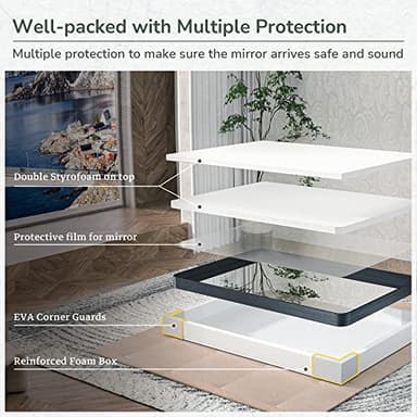 TokeShimi 32x36 Inch Gold Bathroom Mirror for Wall Metal Rounded Corner Rectangle Mirror Metal Frame Deep Set Design Hangs Horizontal Or Vertical - Image 7