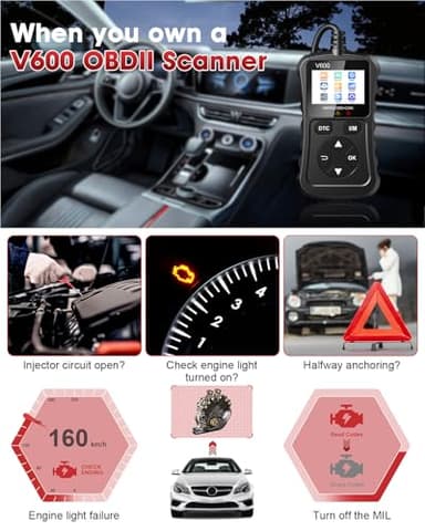 XIAUODO OBD2 Scanner Car Code Reader Support Voltage Test Plug and Play Fixd Car CAN Diagnostic Scan Tool Read and Clear Engine Error Codes for All OBDII Protocol Vehicles Since 1996(Black) - Image 7