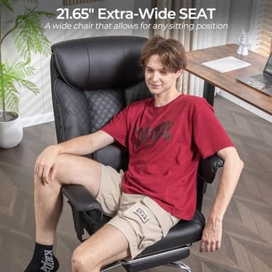 GTRACING Big and Tall Office Chair 400LBS Wide Ergonomic Gaming Chair with Deluxe Embossing Designed Leather with Foot Rest,150°Reclining Adjustable Soft Armrests Pocket Spring Back Support and Pillow - Image 7