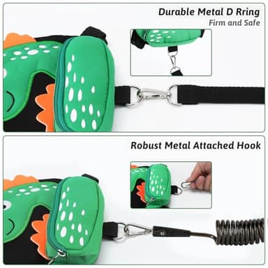 Accmor Toddler Harness Leash + Anti Lost Wrist Link, Cute Dinosaur Kids Leash Walking Harness, Baby Leashes for Toddlers, Child Harness Leash Wristband Assistant Strap Belt for Boys Girls Outdoor - Image 4