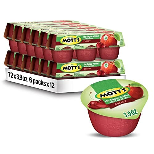 Mott's No Sugar Added Cherry Applesauce, 3.9 Oz Cups, 72 Count (12 Packs Of 6), Good Source Of Vitamin C, No Artificial Flavors - Image 1