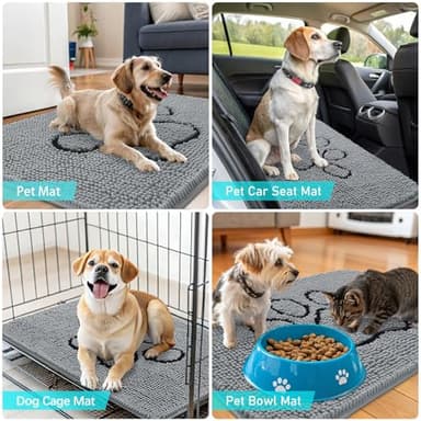 OLANLY Door Mat for Muddy Dog Paws 30x20, Ultra Absorbent Chenille Mud Doormat with Paw Print Design, Non-Slip Washable Doormat for Indoor Entryway, Quick-Dry Pet Bed Mats for Dirty Dogs, Grey - Image 7