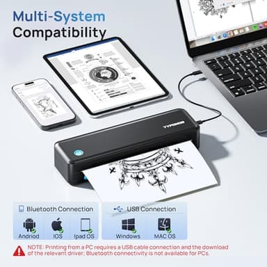 TYPONOS Portable Printers, D820 Wireless Bluetooth Printers Support 2" to 8.5" Width Thermal Paper & 8.5"x11" US Letter Size, Receipt Printers for Home Use Suitable for Phone & PC (Black) - Image 2