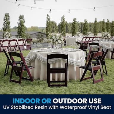 Flash Furniture Hercules Series Folding Chair - Red Mahogany Resin – 2 Pack 800LB Weight Capacity Comfortable Event Chair - Light Weight Folding Chair - Image 7