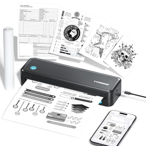 TYPONOS Portable Printers, D820 Wireless Bluetooth Printers Support 2" to 8.5" Width Thermal Paper & 8.5"x11" US Letter Size, Receipt Printers for Home Use Suitable for Phone & PC (Black) - Image 1