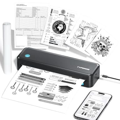 TYPONOS Portable Printers, D820 Wireless Bluetooth Printers Support 2" to 8.5" Width Thermal Paper & 8.5"x11" US Letter Size, Receipt Printers for Home Use Suitable for Phone & PC (Black) - Image 1