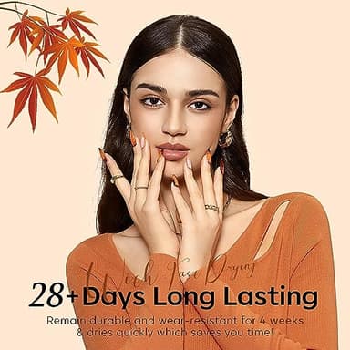 Modelones Gel Nail Polish Set, 6 Fall Colors 2025 Nude Brown Gel Polish Glitter Pearl Shimmer Cinnamon Tawny Orange Cherry Mocha Nail Polish All Skin Tones Soak OFF LED Halloween Nail Art Kit DIY Gift - Image 7