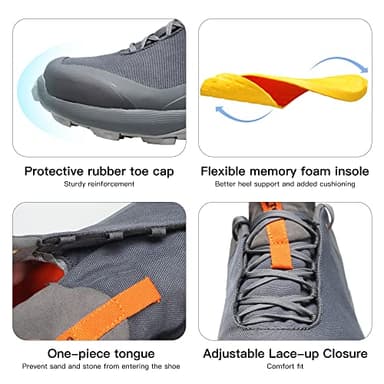 HUMTTO Men's All-Terrain Waterproof Hiking Shoes Lightweight Breathable Trekking Trails Shoes Anti Slip Outdoor Shoes 13 Grey - Image 3