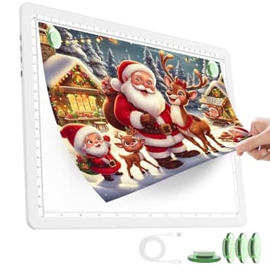 TOHETO Rechargeable A4 Light Pad for Diamond Painting, Ultra Bright Tracing Light Box for Drawing, Wireless Lightbox for Tracing and Drawing, Cordless Diamond Art Light Board for Sketching (White) - Image 1