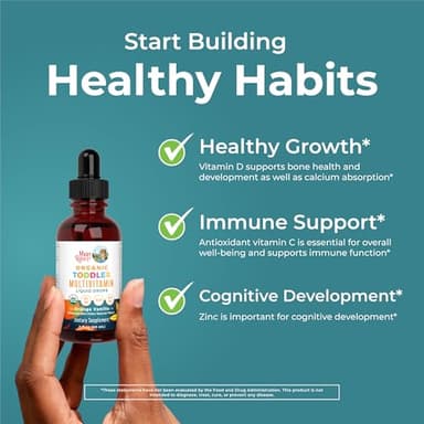 MaryRuth Organics Multivitamin & Multimineral with Iron for Toddlers | USDA Organic | Sugar Free | Multivitamin Liquid Drops for Kids Ages 1-3 | Immune Support | Vegan | Non-GMO | 2 Fl Oz - Image 5