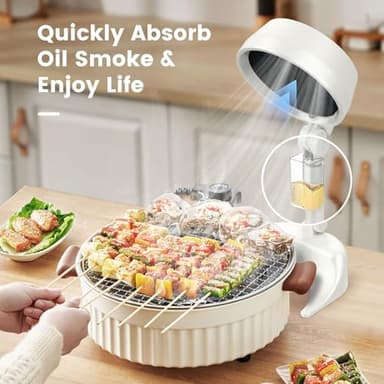 Portable Range Hood for Cooking,Portable Range Hood Exhaust Fan,Portable Exhaust Fan Filtering Fumes with Low Noise for Kitchen,Indoor BBQ,RV Kitchen and Maintenance Workbench (White) - Image 3