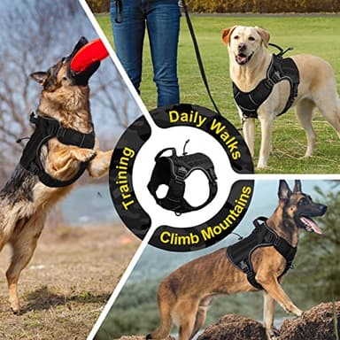 WINGOIN Black Tactical Dog Harness for Large Dogs, Heavy Duty No Pull Dog Harness with Handle, Adjustable Reflective Military K9 German Shepherd Big Size Dog Vest for Walking, Training, Hunting (L) - Image 5