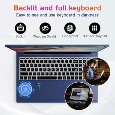 NIMO 17.3" IPS FHD-Laptop, Intel 6 Cores I3-1215U 16GB RAM 512GB SSD (Beat R5 7520U, Up to 4.4GHz) Student-Computer with 65W Type C Backlit Keyboard Fingerprint, for Home and Business - Image 4