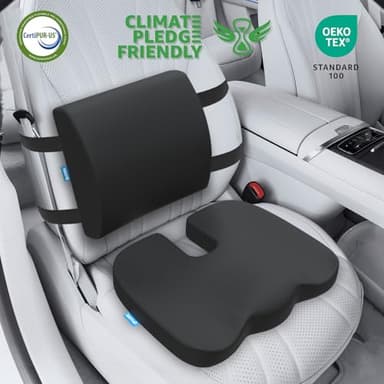 QUTOOL Orthopedic Seat Cushion and Lumbar Support Pillow for Office Chair & Car, Memory Foam with Washable Cover Ergonomic Desk Chair Cushion for Tailbone, Lower Back Pain, Sciatica Relief - Image 3