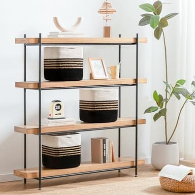 UBBCARE Set of 2 Storage Cubes 11 X 11 X 11 in, Water Hyacinth Storage Bins for Shelves, Toys, Book, Storage Baskets with Handles, Cotton Rope Woven Baskets for Organizing, Black - Image 5