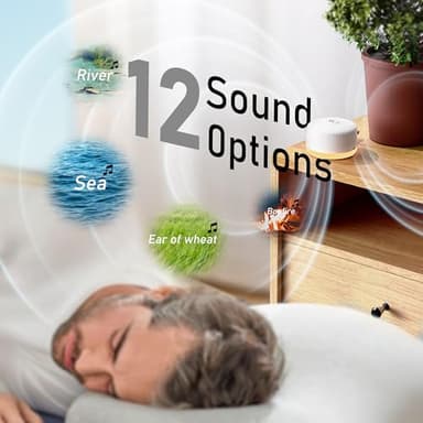 Portable Sound Machine & Night Light, White Noise Sound Machine for Baby & Adults with 12 Selected Sounds - Rechargeable, Memory Function, Timer - Sleep Soother, Home & Travel, White - Image 4