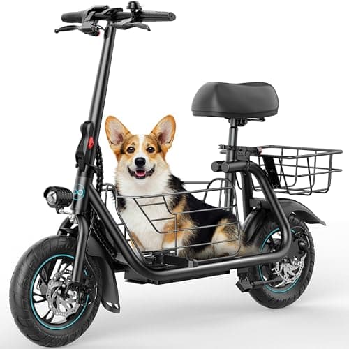 Gyroor Adults Electric Scooter with Large Middle Basket, 550W Motor 18.6 MPH 20 Mile Distance, Foldable E-Scooter with seat for Pets & Cargo, C1S-FP9 - Image 1