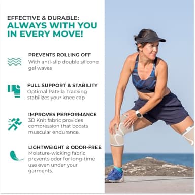 Modvel Compression Knee Brace for Women & Men - 2 Pack Knee Brace for Women Running Knee Pain, Knee Support Compression Sleeve, Workout Sports Knee Braces for Meniscus Tear ACL & Arthritis Pain Relief - Image 3