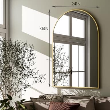 HARRITPURE Arched Wall Mirror 24"x36" – Gold Metal Frame Vanity Mirrors for Bedroom, Entryway, Living Room Decor - Image 6