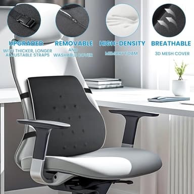 Lumbar Support Pillow for Office Chair, Office Home Essentials,Stocking Stuffers,Back Support Pillow for Car, Chair Cushions,Back Pain Relief Improve Posture,Mesh Cover Double Adjustable Straps - Image 2