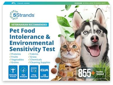5Strands Pet Food Intolerance & Environmental Sensitivity Test, at Home Gut Health Test for Dogs & Cats, 857 Items Tested, Pet Health Check, Results in 4 Days, for All Ages and Breeds - Image 1