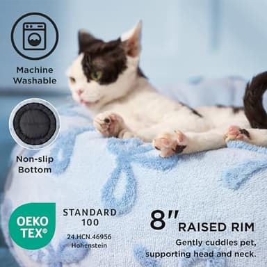 LE SURE Donut Small Dog Bed - Round Cat Beds for Indoor Cats Anti-Anxiety Calming Pet Beds, Washable Cute Modern Beds with Teddy Sherpa Plush & Anti Slip Bottom, 23 Inch, Ice Melt - Image 2