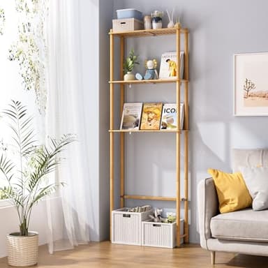 AmazerBath Over The Toilet Storage Shelf Bamboo, 3-Tier Over Toilet Organizer Rack, Freestanding Above Toilet Shelf for Bathroom, Laundry, Space Saver, Natural Color - Image 7