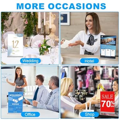 EHWINE Acrylic Sign Holder 8.5 x 11, 10 Pack Double-Sided Stand up Table Top Sign Holders, Clear Acrylic Picture Frame Menu Flyer Paper Holder Display Stand for Office Business Store Wedding Party - Image 6