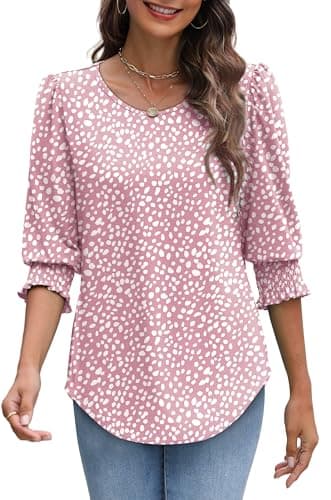 XIEERDUO Tops for Women Trendy 3/4 Sleeve Womens Shirts Dressy Casual Blouses for Women Business Casual Xxl - Image 4