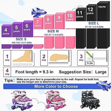 Cunmucu Kids Roller Skates Girls Gifts – 4 Sizes Adjustable Toddler Roller Girls Skates Outdoor Indoor for Youth and Children, Patines para Niñas with Light up Wheels - Image 3