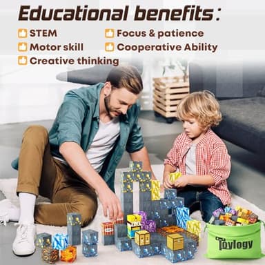 Magnetic Blocks-Build Mine Magnet World Sword Edition Mine Sword Caverns Magnet Classroom Must Haves Toddler Toys for Boys & Girls Age 3-4 4-5 6-8, Sensory Montessori Toys for Kids for 3+ - Image 8