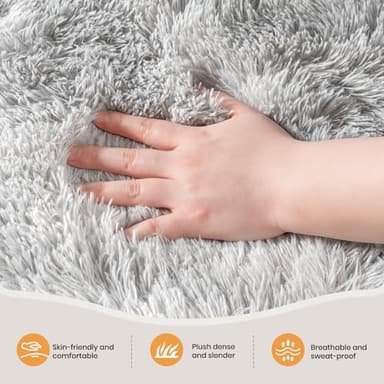 Zentavio Bedside Rugs Small 2x3 Shag Entry Entrance Rugs Soft Bedroom Carpet Area Rugs for Dorm College Essentials Non-Slip Living Room Throw Rug Home Decor Aesthetic Nursery Tie-Dyed Grey White - Image 3