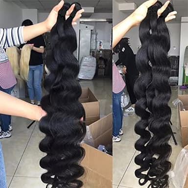 Body Wave Bundles Human Hair 26 28 30 Inch 100% Unprocessed Human Hair Bundles 12A Brazilian Virgin Hair Weave Body Wave 3 Pieces Natural Black Color 300G - Image 3