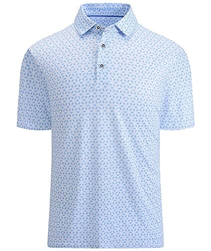 Mens Golf Shirts Short Sleeve Moisture Wicking Dry Fit Performance Athletic Polo Shirt Blue Quads M - Image 1