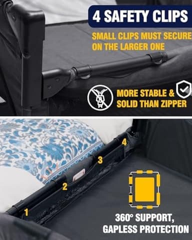 BEKA 4 in 1 Baby Bassinet Bedside Sleeper, Baby Bedside Crib 4 Functions, Bedside Bassinet Crib Sleeper, Playard, Changing Table, Baby Bassinet for Newborn Baby - Image 5