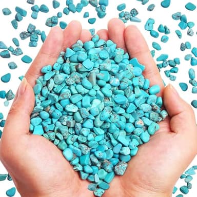 WAYBER 2 Lbs/920g Green Turquoise Decorative Stones Irregular Aquarium Pebbles Crystal Rocks Quartz Gravels for Fish Turtle Tank/Succulent Plants/Air Plants Decoration (Fill 2 Cups) - Image 3