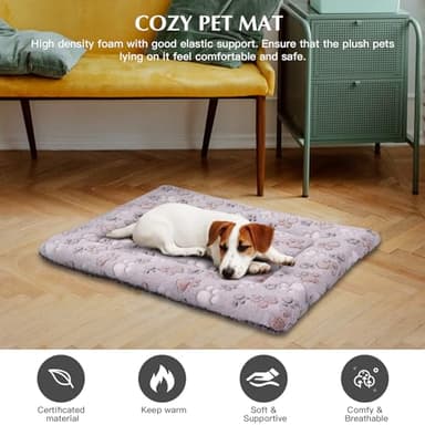 BVAGSS Dog Bed Mat,Reversible Crate Pad, Memory Foam Beds, Soft Warm Pet Cushion for Small Medium Dogs, Washable Pet Sleeping Mattress Kennel Bed Pad XH079 (24''x18''x1.6'',Grey Paw) - Image 7