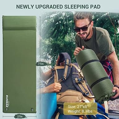 Elegear Self Inflating Sleeping Pad, 3.15" Ultra-Thick Memory Foam Camping Pad with Pillow Fast Inflating in 20s Insulated Camping Mattress Pad 4-Season Camp Sleeping Mat for Camp/Travel/Car/Tent - Image 6