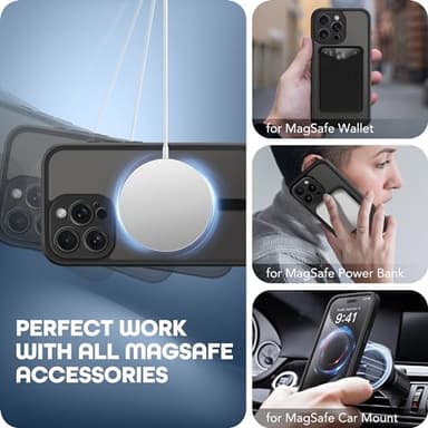 TIESZEN for iPhone 15 Pro Max Case, Compatible with MagSafe, Built-in Privacy Screen Protector and Camera Protection, Anti Spy Full Body Dustproof Shockproof Hard Phone Case 6.7", Black - Image 6