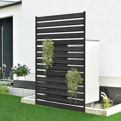 60" H x 38" W Air Conditioner Fence Screen Trash Can Privacy Fence Panels for Outside Unit, Pool Eequipment Enclosure, No Dig Backyard Fencing (Black) - Image 1