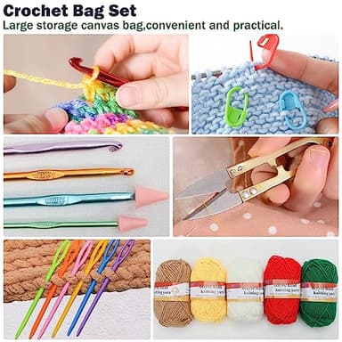 XSEINO Crochet Kit Beginners Crochet Hooks Set with Crochet Yarn,102PCS Premium Crochet Set, Accessories Kit, Crochet Bag and Lot More Crochet Supplies - Image 5