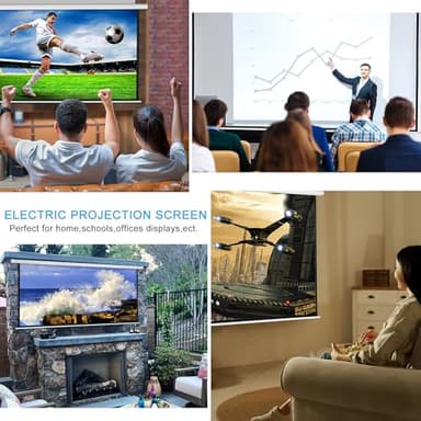 Kayle 120" Motorized Projector Screen Electric Diagonal Automatic Projection 16:9 HD Movies Screen for Home Theater Presentation Education Outdoor Indoor W/Wireless Remote, Wall/Ceiling Mount (White) - Image 6