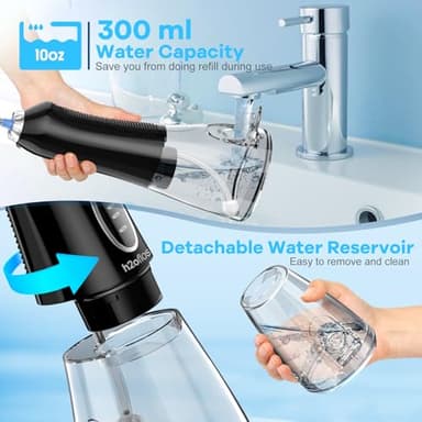 H2ofloss Water Dental Flosser Teeth Pick -Portable Oral Irrigator with 5 Modes, Rechargeable IPX7 Waterproof Orthodontic Teeth Cleaner Pick Cordless for Home Travel-300ml Water Tank - Image 3