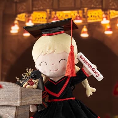 Gloveleya Baby Girl Gifts Graduation Plush Girls Dolls Congratulation Gift for Kindergarten Black 16 inch - Image 9