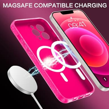 BENTOBEN for iPhone 13 Pro Case, Phone Case iPhone 13 Pro Magnetic Case Compatible with MagSafe Glitter Bling Flexible Soft TPU Shockproof Protective Sparkly Cover for iPhone 13 Pro 6.1’, Hot Pink - Image 2