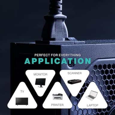 3 Prong AC Power Cord 10ft Long Standard | 125V-250V | for Computer, Monitor, TV, Printer, Power Supply PSU Electric Cable Replacement Power Cord - Image 4