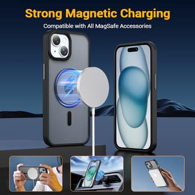 Temdan for iPhone 14 Plus Case & iPhone 15 Plus Case, Compatible with Magsafe, Anti-Yellowing, Military-Grade Protection, Shockproof Slim Magnetic Phone Case Cover, Black - Image 4