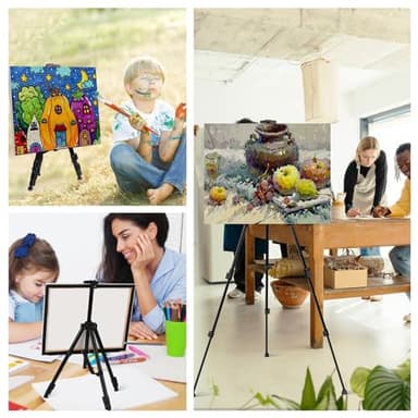 AROIC 4 Pack Art Painting Display Easel Stands,Portable Adjustable Aluminum Metal Tripod Artist Canvases Height from17 to 66 Inch Extra Sturdy forTable-Top/Floor Painting. Black with 4 Storage Bag - Image 7