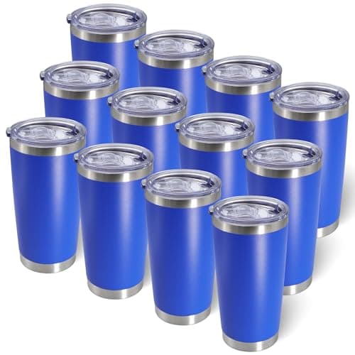 AIANJI 20oz Tumbler Bulk Stainless Steel Tumblers with Lid Vacuum Insulated Double Wall Travel Coffee Mug Powder Coated Tumbler Cup for Hot and Cold Drinks(Dark Blue, 12 pack) - Image 1