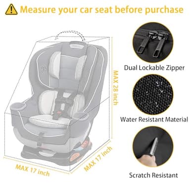 YOREPEK Padded Car Seat Travel Bag Backpack for Airplane, Heavy Duty Car Seat Bags for Air Travel, Carseat Cover for Airplane Travel with Shoulder Strap, Car Seats Carrier for Airport, Black - Image 2
